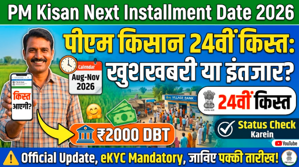 PM Kisan Next Installment Date 2026 पीएम किसान की अगली किस्त कब आएगी 24वीं किस्त की पूरी जानकारी