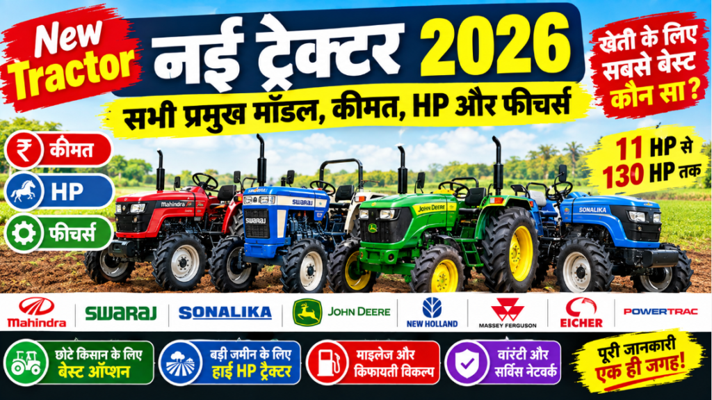 New Tractor 2026: भारत में नए ट्रैक्टर की कीमत, HP और फीचर्स