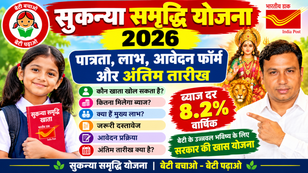 Sukanya Samriddhi Yojana 2026: सुकन्या समृद्धि योजना पात्रता, लाभ, आवेदन फॉर्म और अंतिम तारीख